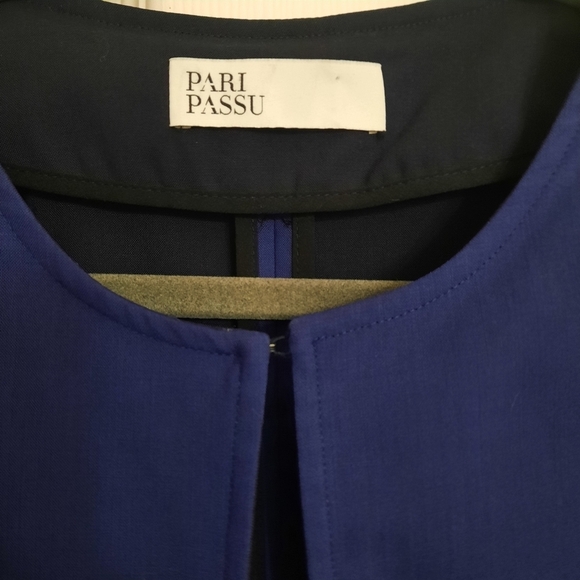 PARI PASSU Minimalist Wool Navy Lightweight Coat Trench Blazer Hourglass 16 - Picture 8 of 11